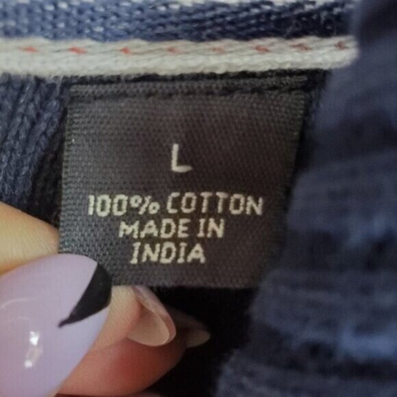 Ribbed Distressed Sweater Unisex Like New Denim like Size L - Picture 10 of 10